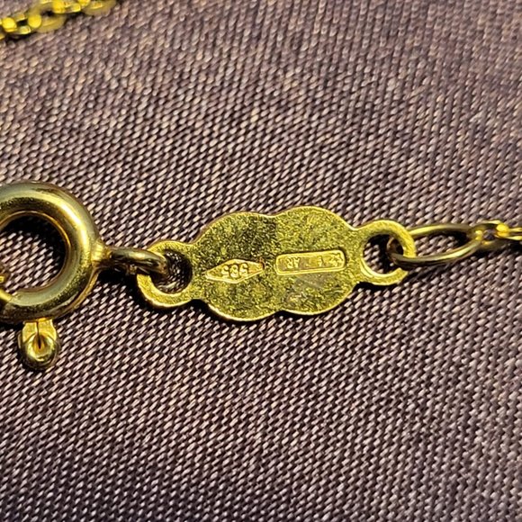 18" 14K Gold Cable Chain Necklace with 14K Gold "Blessing" Pendant - Picture 2 of 14